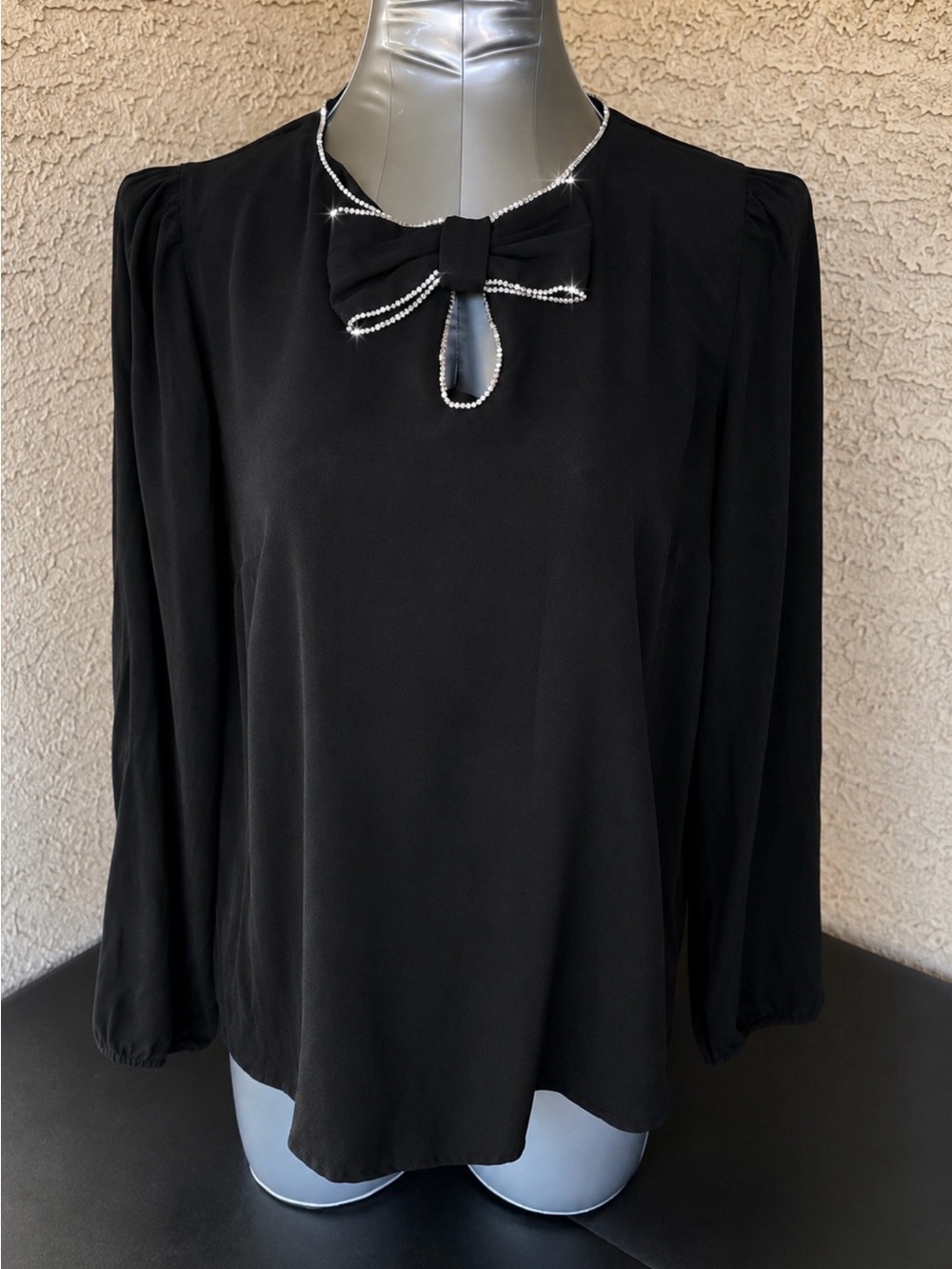 J.Crew Factory Holiday Black Bow-Accent Blouse 🎀✨